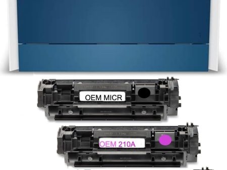 HP LaserJet 4201DN Check Printer with W2100A OEM MICR Cartridge, 210A CMY Toner Set Fashion