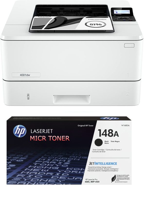 HP LaserJet 4001dw Wireless Check Printer with OEM Modified 148A W1480A MICR Cartridge Online Sale