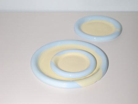 MEDIUM ROUND RING PLATE - SKY & YELLOW Sale