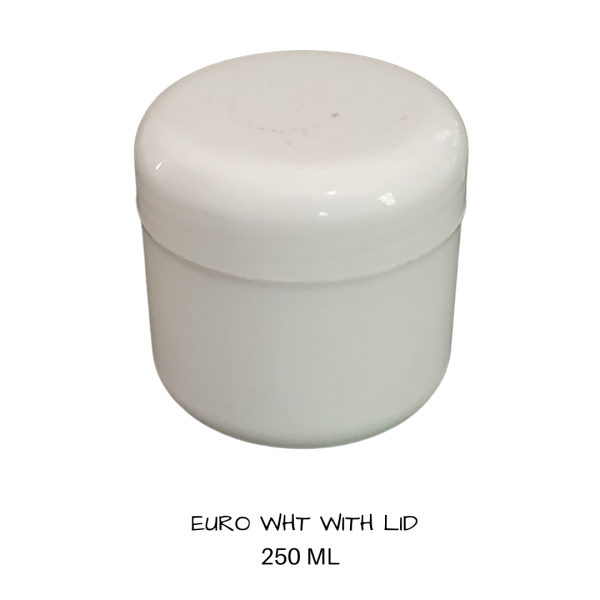 Plastic Cosmetic Jar Euro White and Lid 250 mls Hot on Sale