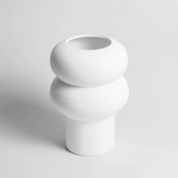 HANDMADE CERAMIC RIPPLE VASE - WHITE Supply