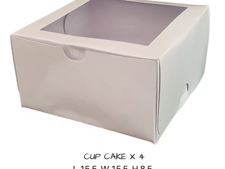 Box - Cup Cake Box 4  - White with Window Online