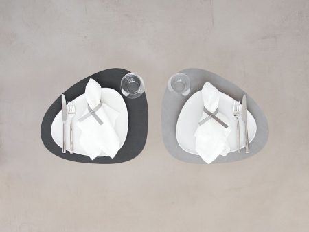 LEATHER DINNER PLACEMATS SET OF 4 (ANTHRACITE + LIGHT GREY) Hot on Sale