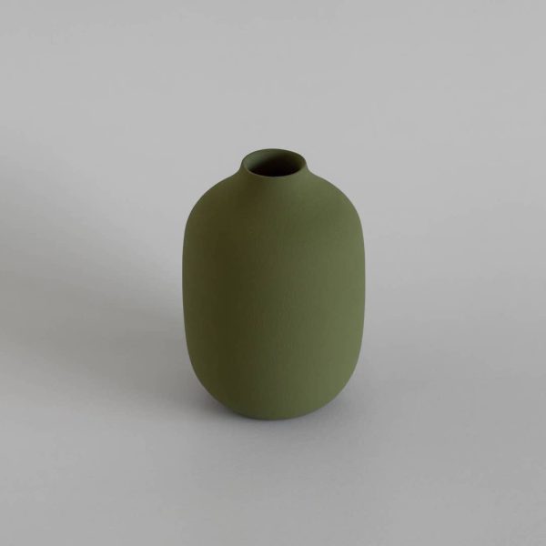 OLIVE GREEN HANDMADE CERAMIC VASE on Sale