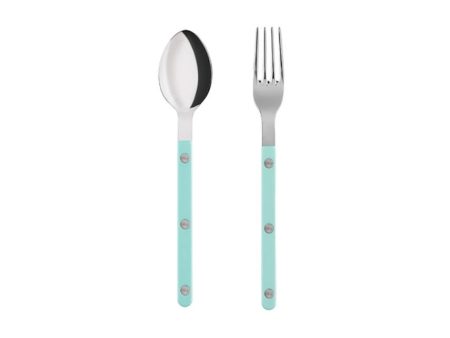 SABRE BISTROT SHINY MEDIUM SPOON & FORK 2PCS SET - PASTEL GREEN Supply