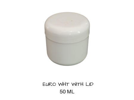 Plastic Cosmetic Jar Euro White and Lid 50 mls Supply