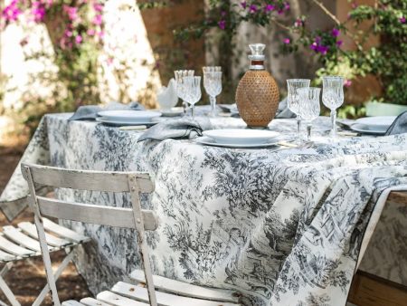 TOILE DE JOUY TABLECLOTH - NERO NERO (2 SIZES) For Cheap