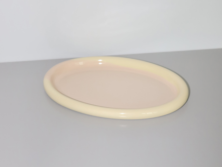 LARGE OVAL RING PLATE - YELLOW & BEIGE For Cheap