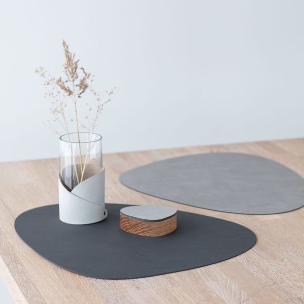 LEATHER DINNER PLACEMATS SET OF 4 (ANTHRACITE + LIGHT GREY) Hot on Sale