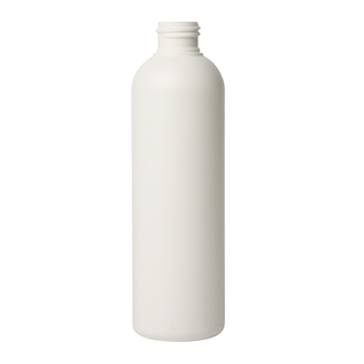 Plastic Boston Tall Bottle White 250 mls Fashion