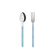 SABRE BISTROT SHINY MEDIUM SPOON & FORK 2PCS SET - PASTEL BLUE For Discount