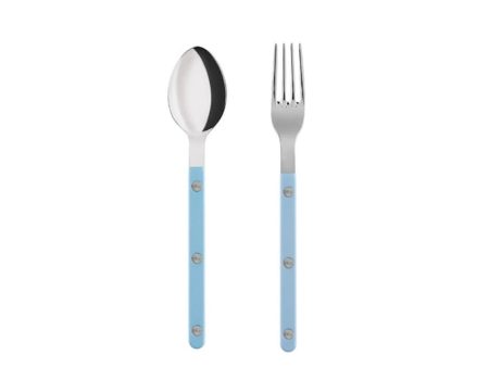 SABRE BISTROT SHINY MEDIUM SPOON & FORK 2PCS SET - PASTEL BLUE For Discount